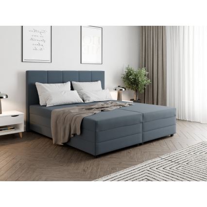 Cama tapizada con colchón de muelles y espacio de almacenamiento ISABEL 180x200 gris
