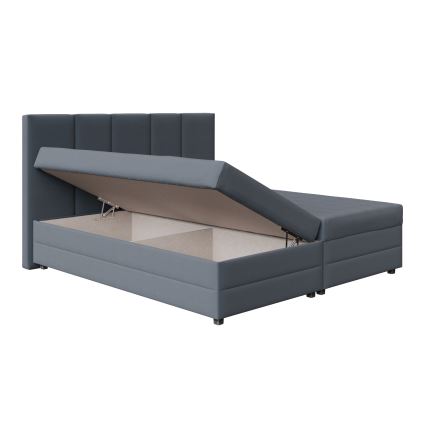 Cama tapizada con colchón de muelles y espacio de almacenamiento ISABEL 180x200 gris