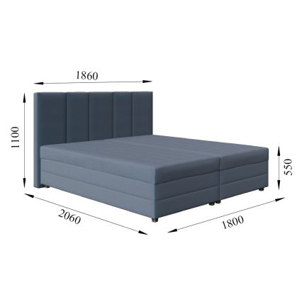 Cama tapizada con colchón de muelles y espacio de almacenamiento ISABEL 180x200 gris