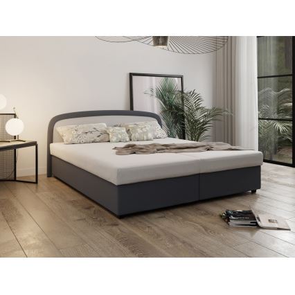 Cama tapizada con colchón de muelles y espacio de almacenamiento MALIA 160x200 gris