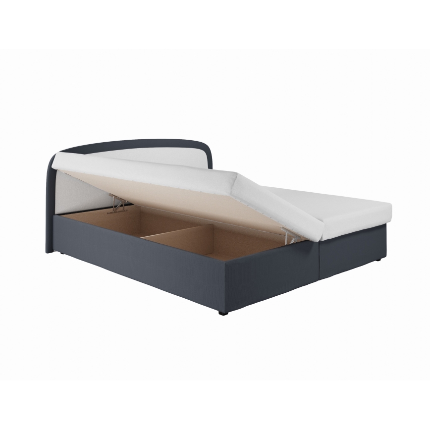 Cama tapizada con colchón de muelles y espacio de almacenamiento MALIA 160x200 gris