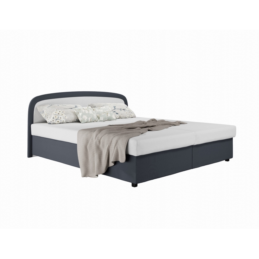 Cama tapizada con colchón de muelles y espacio de almacenamiento MALIA 160x200 gris