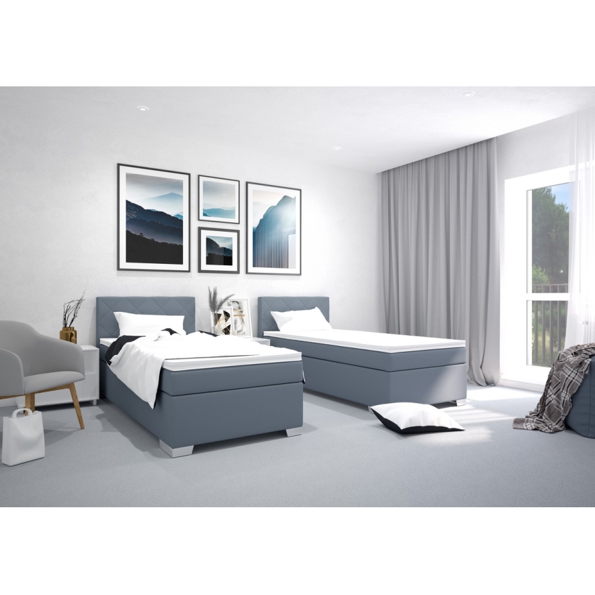 Cama tapizada con colchón IDA 90x200 cm azul