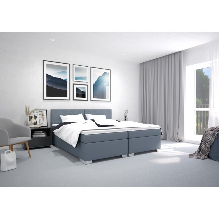 Cama tapizada con colchón IDA 90x200 cm azul