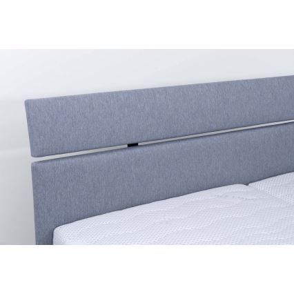 Cama tapizada con colchón y espacio de almacenamiento ALIS 160x200 cm gris claro