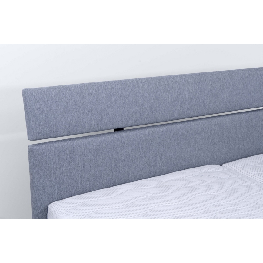 Cama tapizada con colchón y espacio de almacenamiento ALIS 160x200 cm gris claro