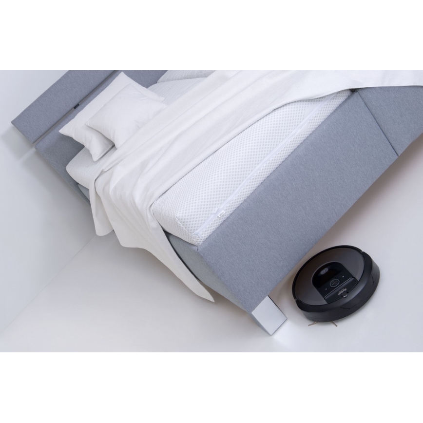 Cama tapizada con colchón y espacio de almacenamiento ALIS 160x200 cm gris claro