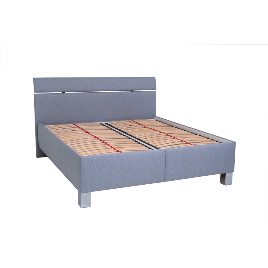 Cama tapizada con colchón y espacio de almacenamiento ALIS 160x200 cm gris claro