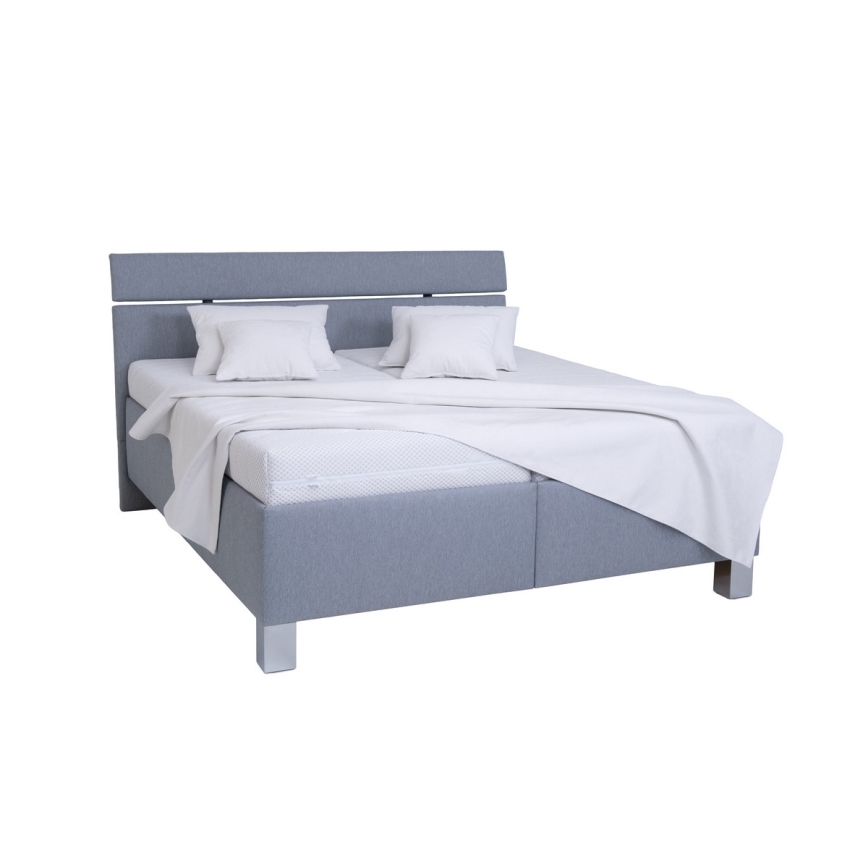 Cama tapizada con colchón y espacio de almacenamiento ALIS 160x200 cm gris claro