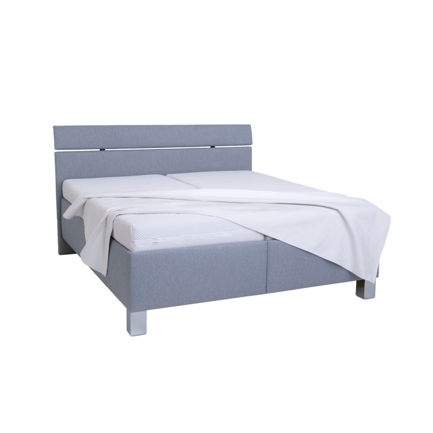 Cama tapizada con colchón y espacio de almacenamiento ALIS 160x200 cm gris claro