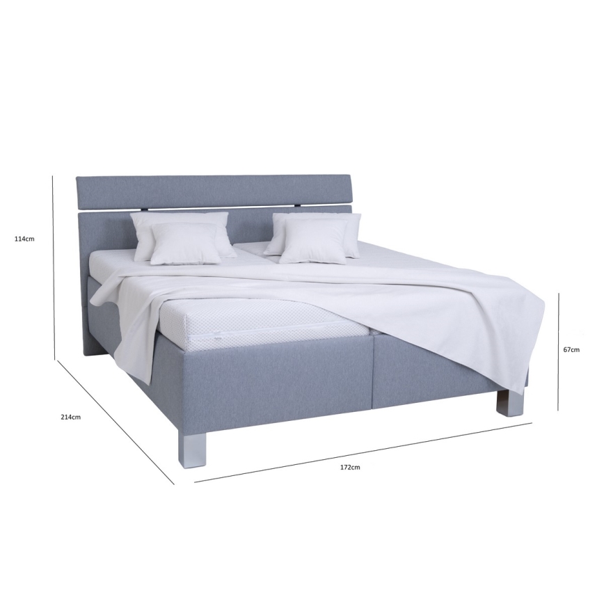Cama tapizada con colchón y espacio de almacenamiento ALIS 160x200 cm gris claro