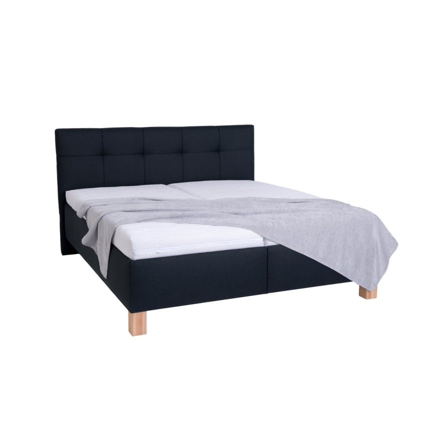 Cama tapizada con colchón y espacio de almacenamiento MARIA 160x200 cm antracita