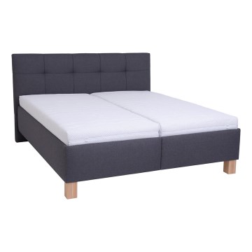 Cama tapizada con colchón y espacio de almacenamiento MARIA 160x200 cm gris