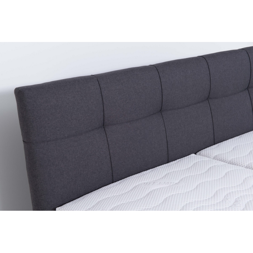 Cama tapizada con colchón y espacio de almacenamiento MARIA 160x200 cm gris
