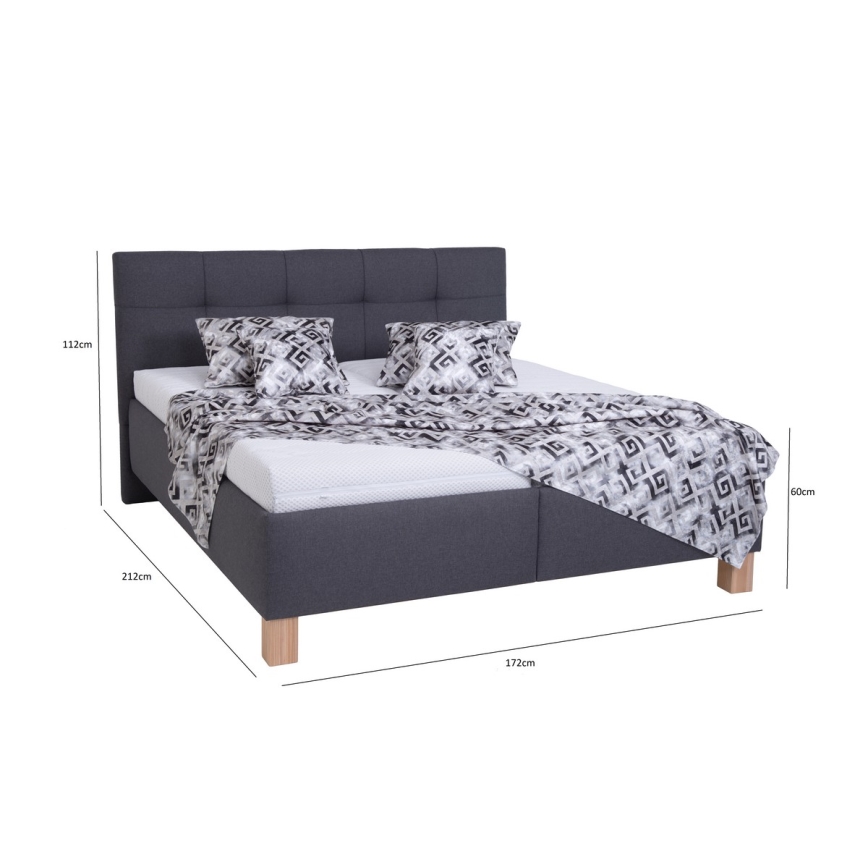 Cama tapizada con colchón y espacio de almacenamiento MARIA 160x200 cm gris