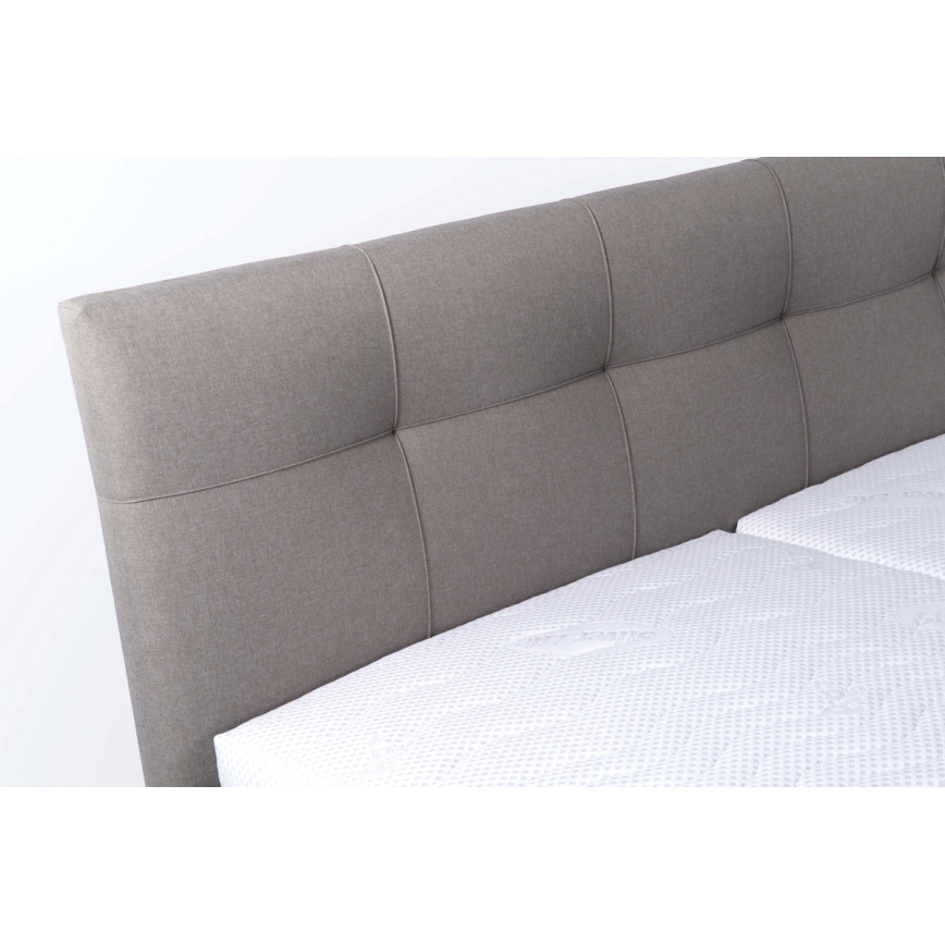 Cama tapizada con colchón y espacio de almacenamiento MARIA 160x200 cm taupe