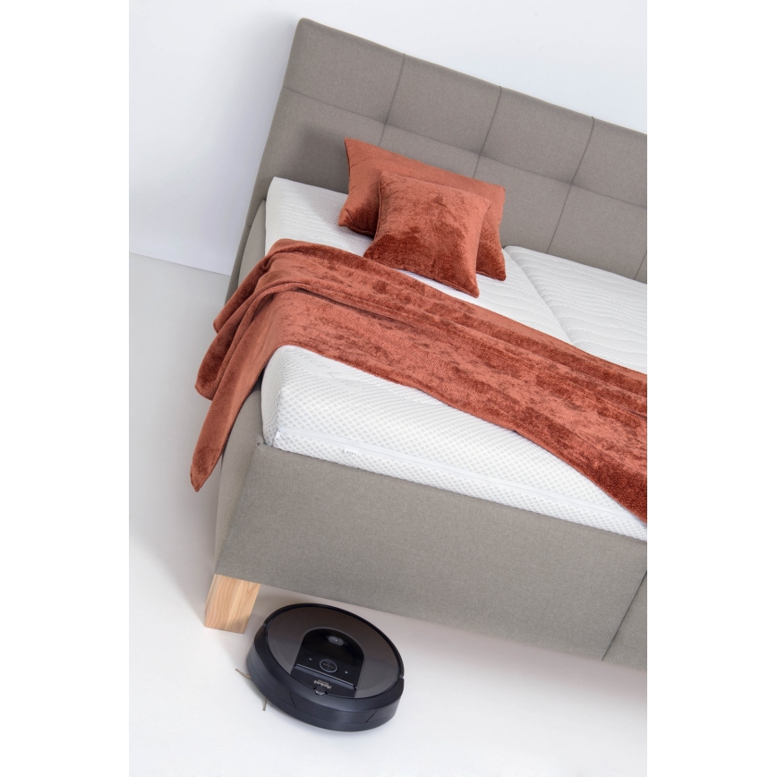 Cama tapizada con colchón y espacio de almacenamiento MARIA 160x200 cm taupe