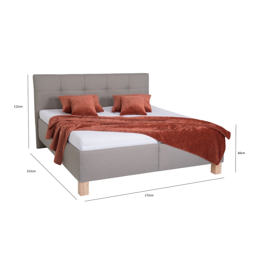Cama tapizada con colchón y espacio de almacenamiento MARIA 160x200 cm taupe