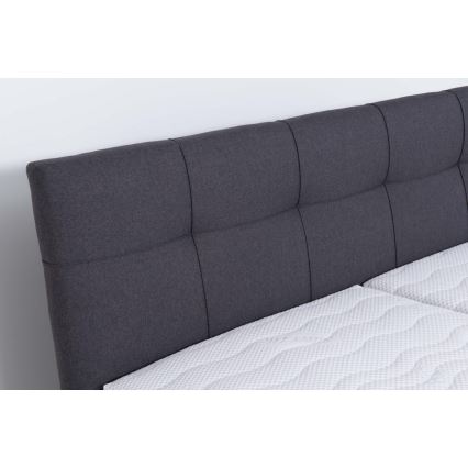 Cama tapizada con colchón y espacio de almacenamiento MARIA 180x200 cm gris