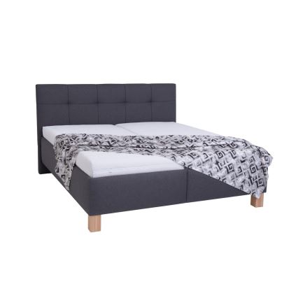 Cama tapizada con colchón y espacio de almacenamiento MARIA 180x200 cm gris