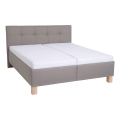 Cama tapizada con colchón y espacio de almacenamiento MARIA 180x200 cm taupe