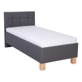 Cama tapizada con colchón y espacio de almacenamiento MARIA ONE 90x200 cm gris