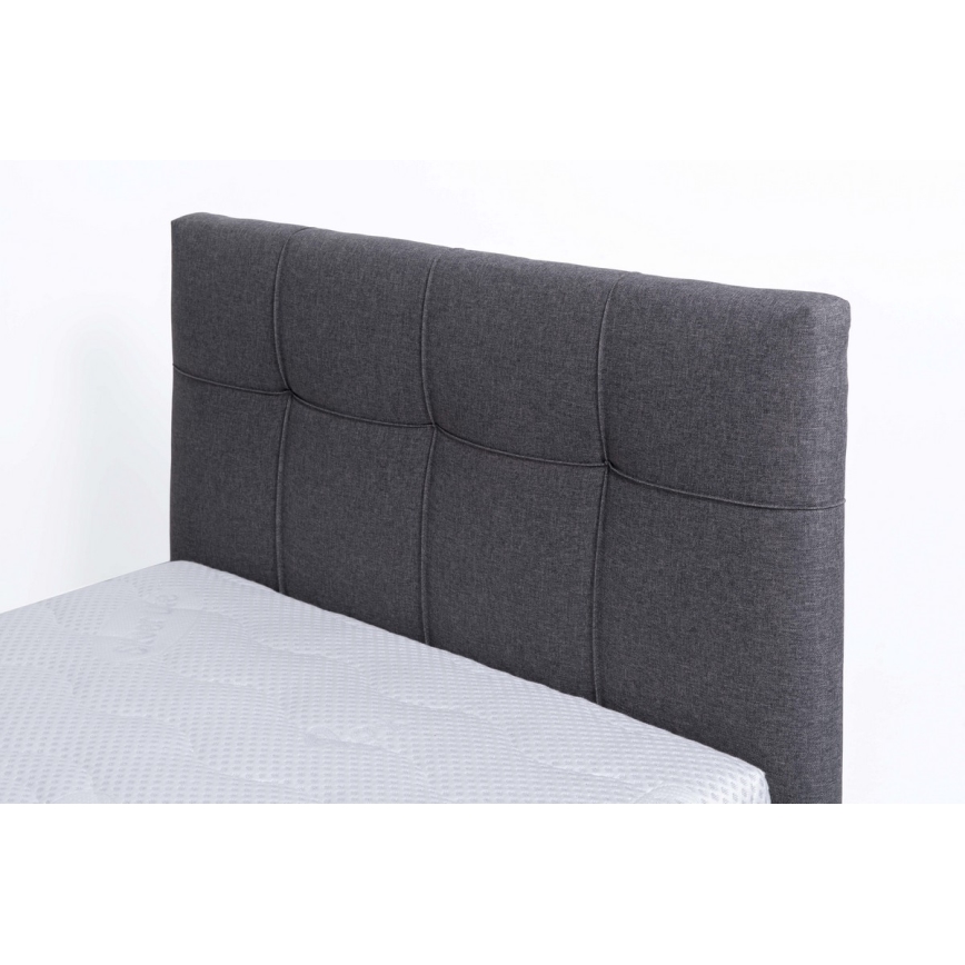Cama tapizada con colchón y espacio de almacenamiento MARIA ONE 90x200 cm gris