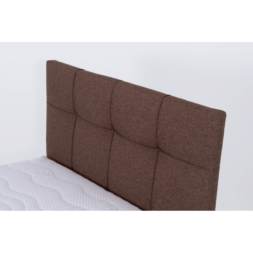 Cama tapizada con colchón y espacio de almacenamiento MARIA ONE 90x200 cm marrón