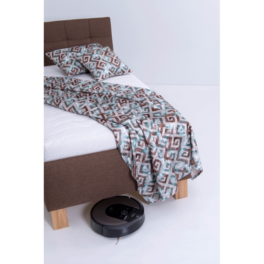Cama tapizada con colchón y espacio de almacenamiento MARIA ONE 90x200 cm marrón