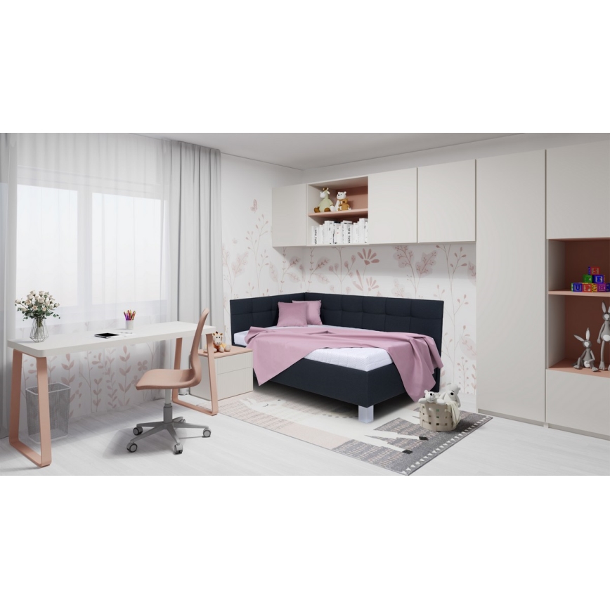 Cama tapizada con colchón y espacio de almacenamiento MARIA PETITE 120x200 cm antracita