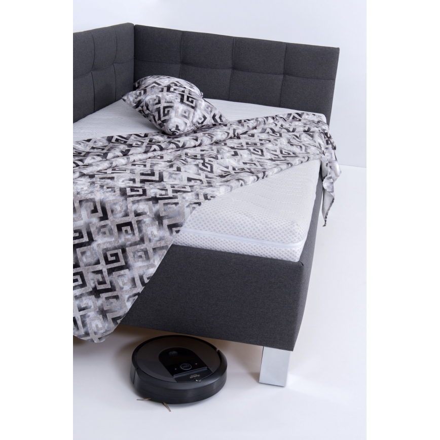 Cama tapizada con colchón y espacio de almacenamiento MARIA PETITE 120x200 cm gris