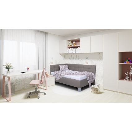 Cama tapizada con colchón y espacio de almacenamiento MARIA PETITE 120x200 cm taupe