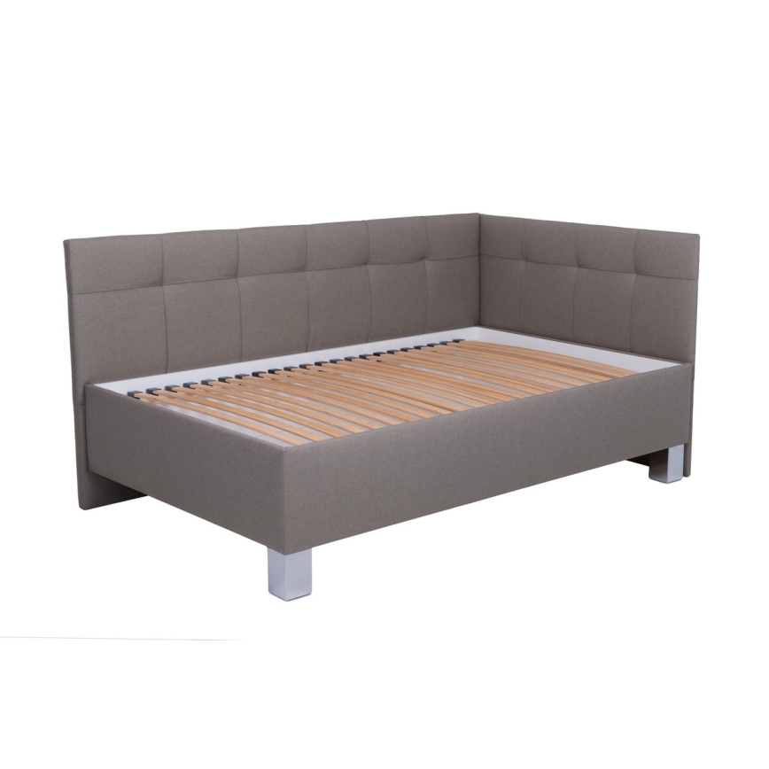 Cama tapizada con colchón y espacio de almacenamiento MARIA PETITE 120x200 cm taupe