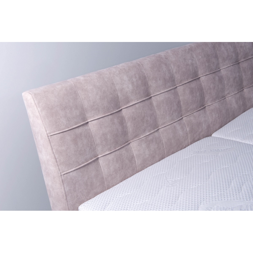 Cama tapizada con colchón y espacio de almacenamiento VIOLET 160x200 cm beige