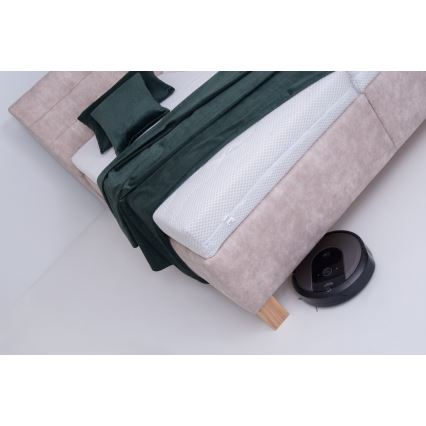 Cama tapizada con colchón y espacio de almacenamiento VIOLET 160x200 cm beige