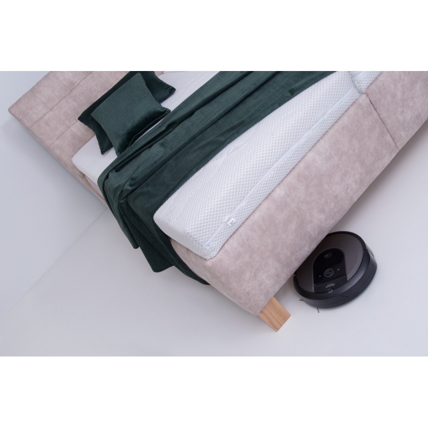 Cama tapizada con colchón y espacio de almacenamiento VIOLET 160x200 cm beige