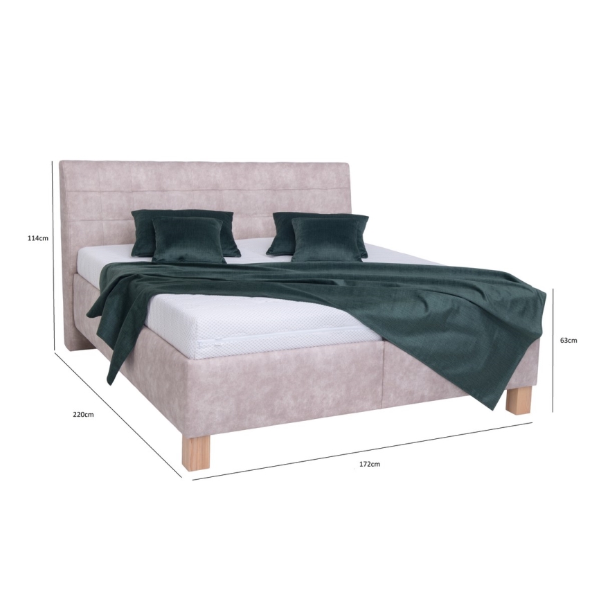 Cama tapizada con colchón y espacio de almacenamiento VIOLET 160x200 cm beige