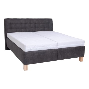 Cama tapizada con colchón y espacio de almacenamiento VIOLET 160x200 cm gris oscuro