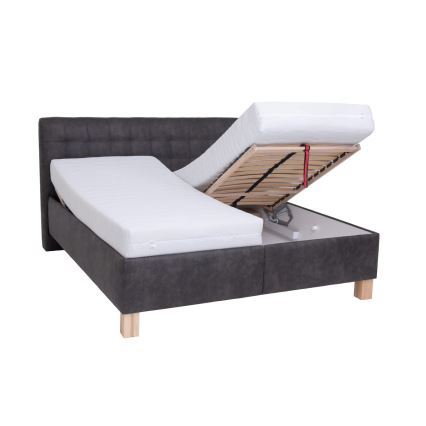 Cama tapizada con colchón y espacio de almacenamiento VIOLET 160x200 cm gris oscuro