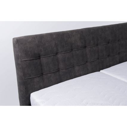 Cama tapizada con colchón y espacio de almacenamiento VIOLET 160x200 cm gris oscuro