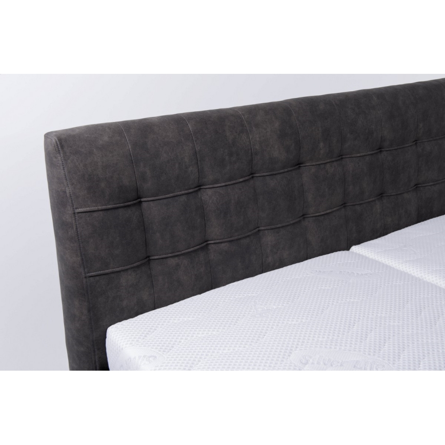 Cama tapizada con colchón y espacio de almacenamiento VIOLET 160x200 cm gris oscuro