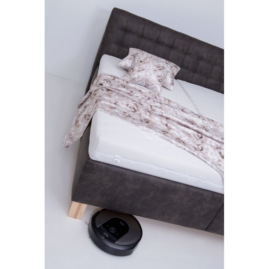 Cama tapizada con colchón y espacio de almacenamiento VIOLET 160x200 cm gris oscuro