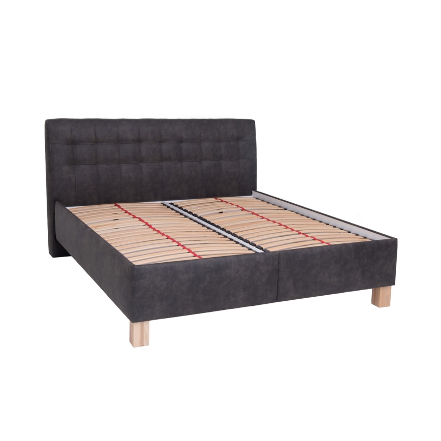Cama tapizada con colchón y espacio de almacenamiento VIOLET 160x200 cm gris oscuro