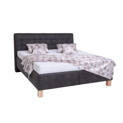 Cama tapizada con colchón y espacio de almacenamiento VIOLET 160x200 cm gris oscuro