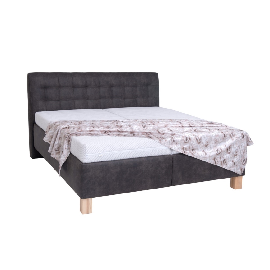 Cama tapizada con colchón y espacio de almacenamiento VIOLET 160x200 cm gris oscuro