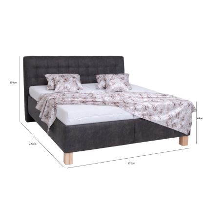 Cama tapizada con colchón y espacio de almacenamiento VIOLET 160x200 cm gris oscuro