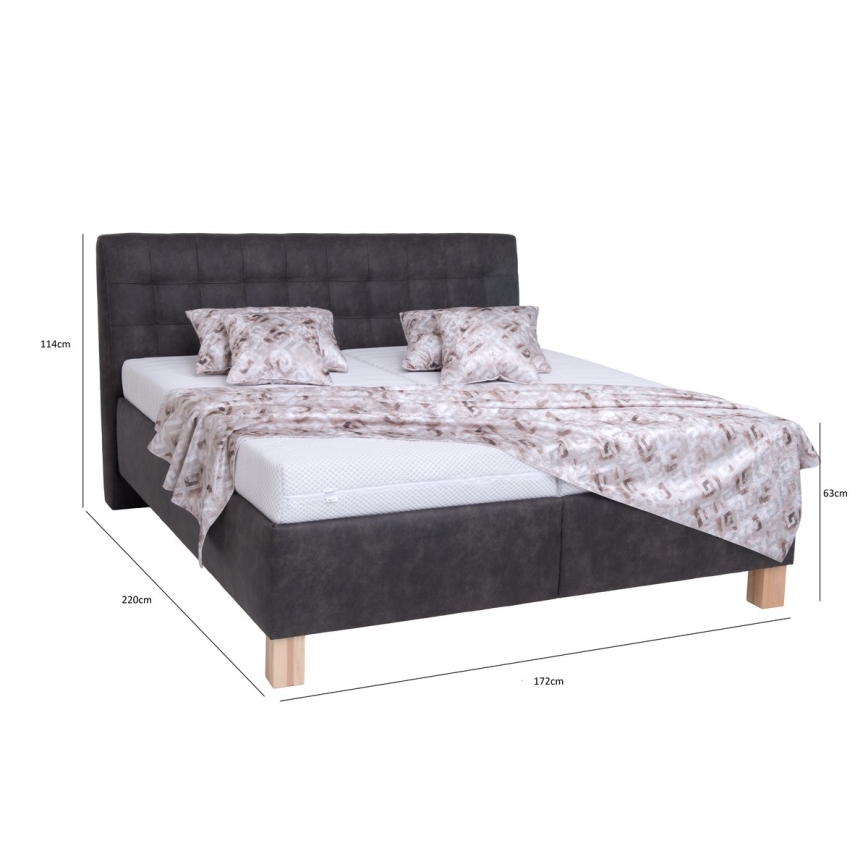 Cama tapizada con colchón y espacio de almacenamiento VIOLET 160x200 cm gris oscuro