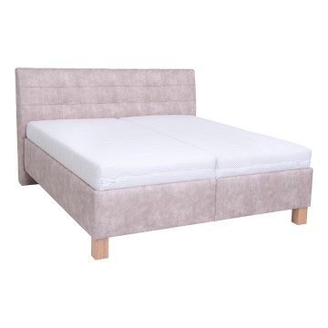 Cama tapizada con colchón y espacio de almacenamiento VIOLET 180x200 cm beige