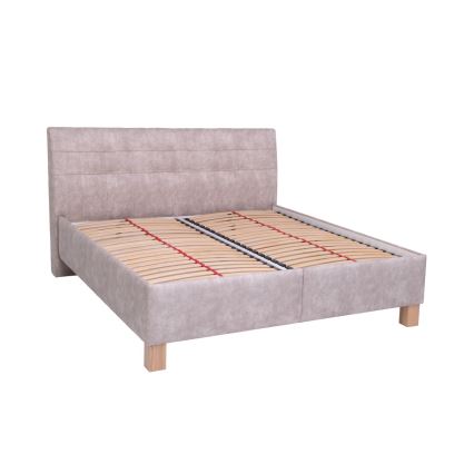 Cama tapizada con colchón y espacio de almacenamiento VIOLET 180x200 cm beige