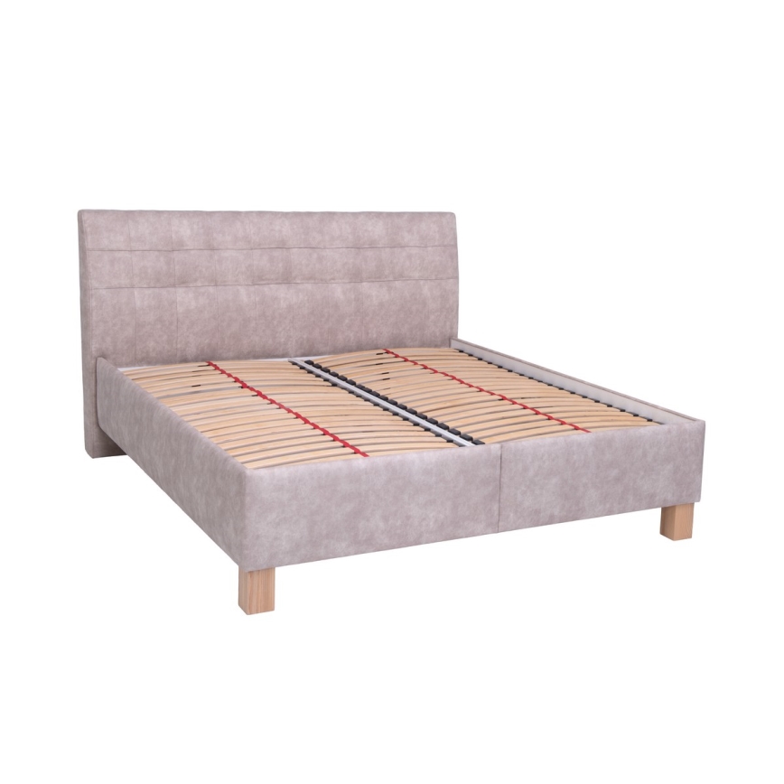 Cama tapizada con colchón y espacio de almacenamiento VIOLET 180x200 cm beige